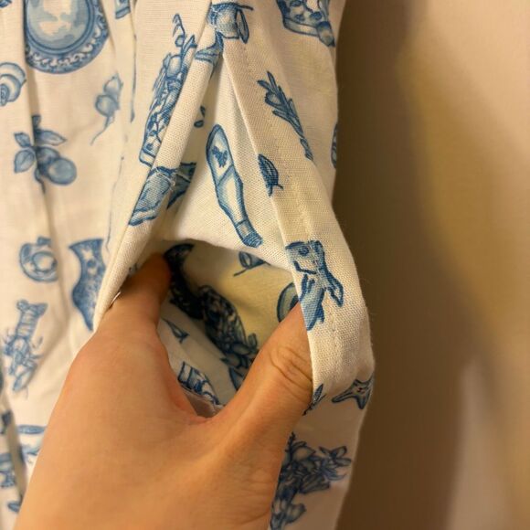 New Jessica Simpson White with Blue Seafood Lobster Fish Print Strapless Mini Dr - Picture 7 of 8